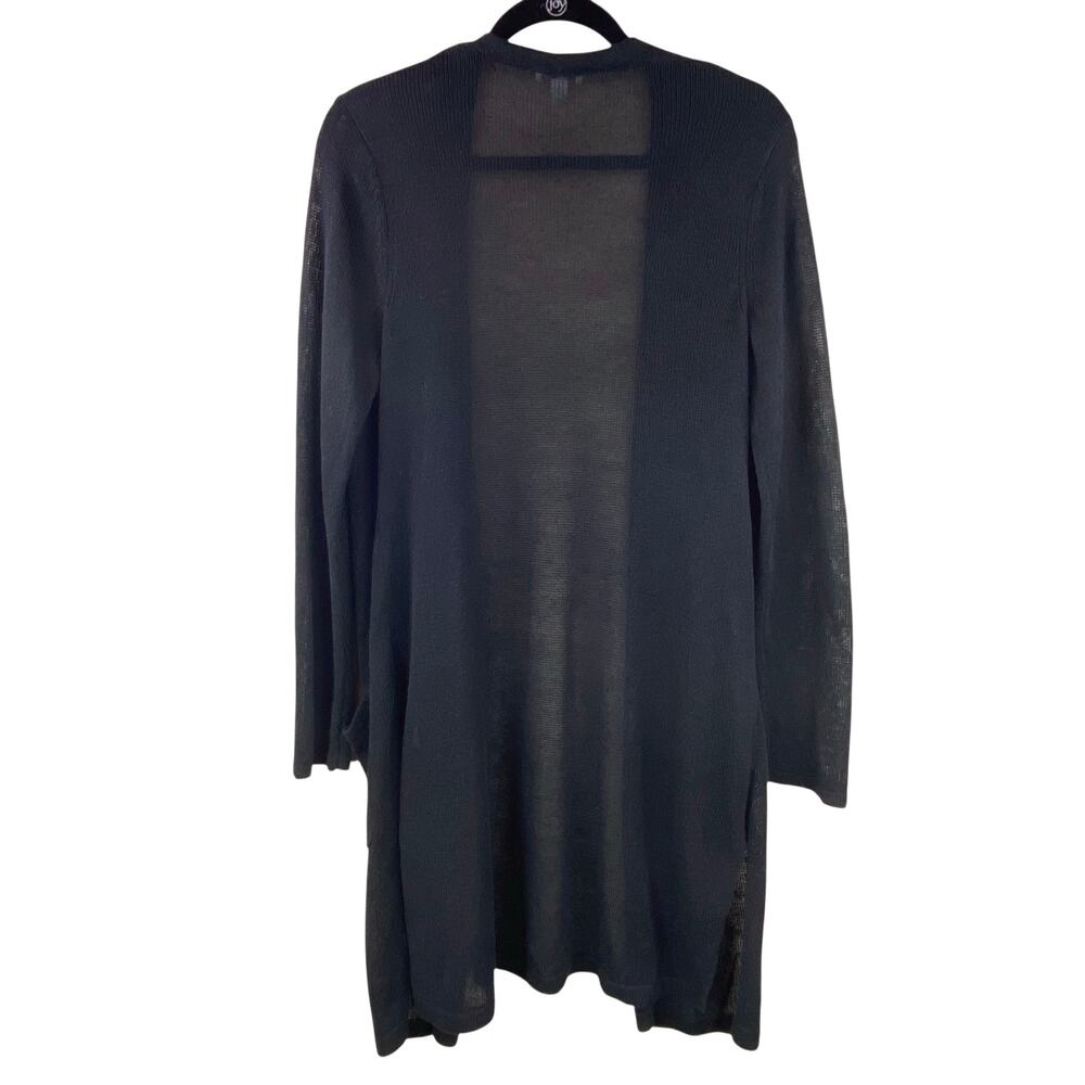 J. Jill Long Linen Open Cardigan Sweater Size S Black